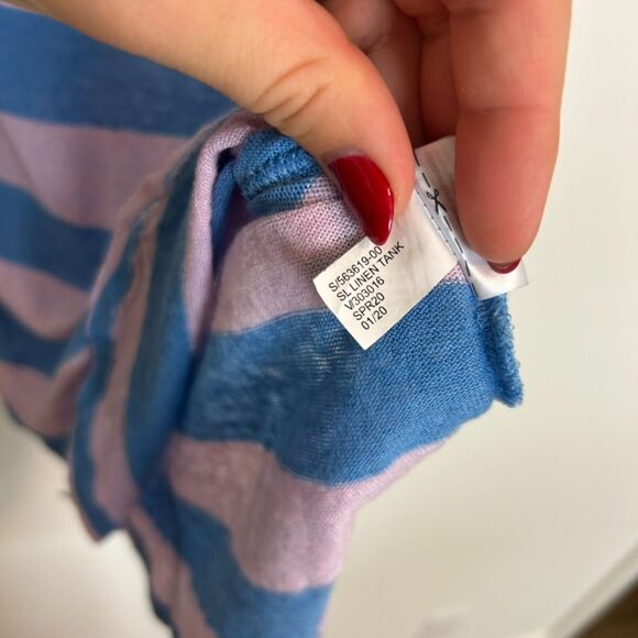 Banana Republic Womens Tank Top Size Medium 100% Linen Sleeveless Striped - Picture 9 of 15